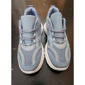 Women's Blue Bejeweled Y2K Platform Sneakers Size 39